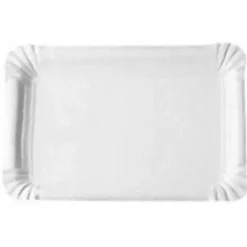 3 plateaux rectangulaires blancs en carton - 34 x 45 cm