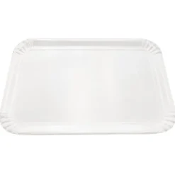 5 plateaux rectangulaires blancs en carton - 28 x 42 cm