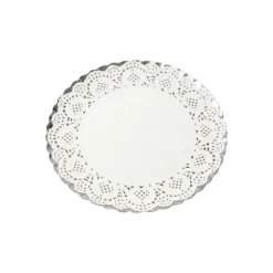 5 plateaux ronds avec dentelle en carton - Diamètre 30 cm - Couleur au choix