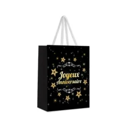 Pochette cadeau dorée - Joyeux Anniversaire - Modèle Moyen