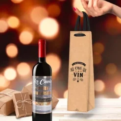 Pochette cadeau Kraft pour bouteille de vin - Authentique cave à vin