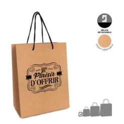 Pochette cadeaux Kraft " Plaisir d'offrir " - Mini Modèle