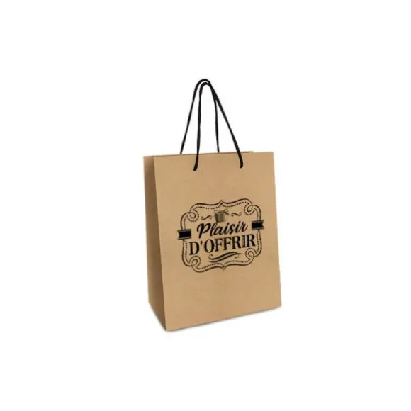 Pochette cadeaux Kraft " Plaisir d'offrir " - Petit Modèle
