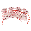 4 pochons blancs avec cœurs rouges en organza - 8 x 10 cm
