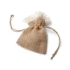 5 pochons à dragées jute à franges