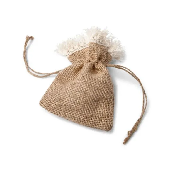 5 pochons à dragées jute à franges