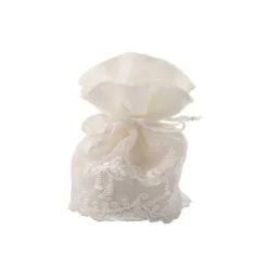 4 Pochons en Dentelle Robe Ecru