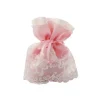 4 Pochons en Dentelle Robe Rose