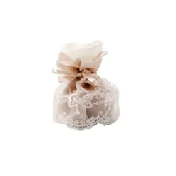 4 Pochons en Dentelle Robe Taupe