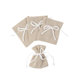 4 pochons en tissu avec effet lin - 9,5 x 11,5 cm - Couleur au choix