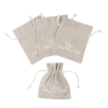 4 pochons "Vive les Mariés" en tissu avec effet lin - 9,5 x 11,5 cm