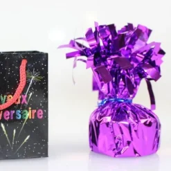 Poids à Ballon "Joyeux Anniversaire" Noir - Violet