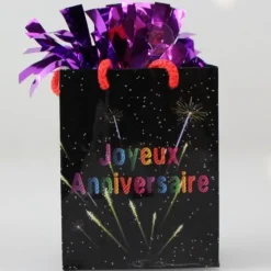 Poids à Ballon "Joyeux Anniversaire" Noir - Violet