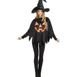 Poncho d'Halloween pour adulte - Citrouille - Taille unique