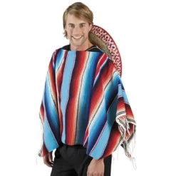 Poncho Mexicain Rayé - 120 X 120 cm