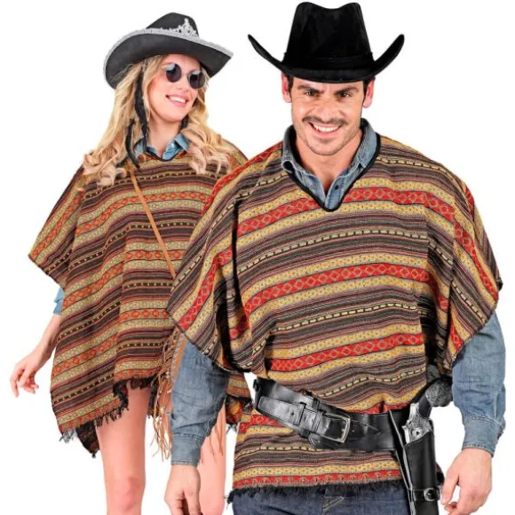 Poncho réversible de Mexicain pour adulte - 100 x 75 cm