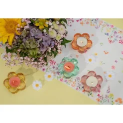 Porte-bougie en forme de fleur en verre - 7,3 x 2 cm - Pâques - Couleur au choix