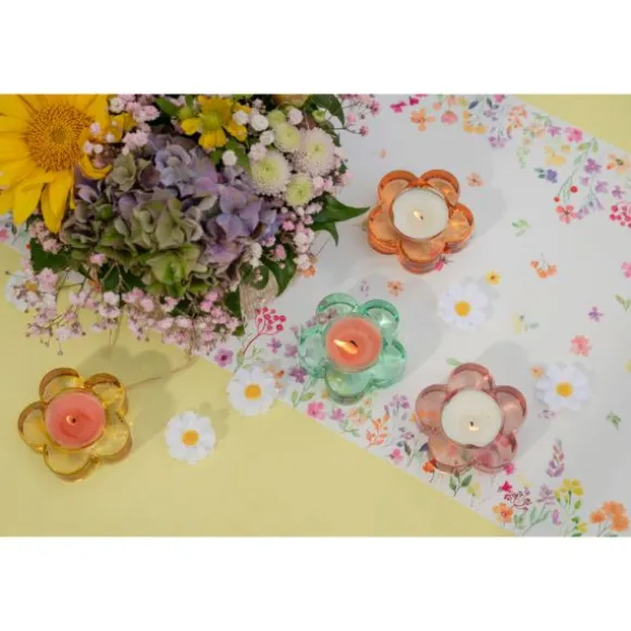 Porte-bougie en forme de fleur en verre - 7,3 x 2 cm - Pâques - Couleur au choix