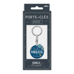 Porte-clé affectif - Meilleur Parrain de l'Univers - Collection Famille d'Amour