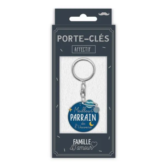 Porte-clé affectif - Meilleur Parrain de l'Univers - Collection Famille d'Amour