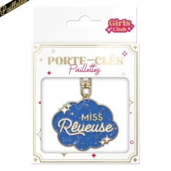 Porte-clés à paillettes humoristique - Collection Girls Club - Modèle au choix