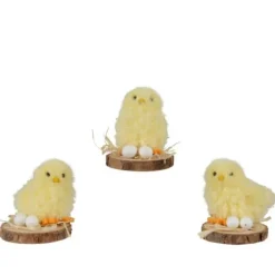 Poussin avec œufs sur socle - 7 cm - Pâques - Modèle Aléatoire