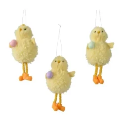 Poussin avec œuf à suspendre - 14 cm - Pâques - Couleur Aléatoire