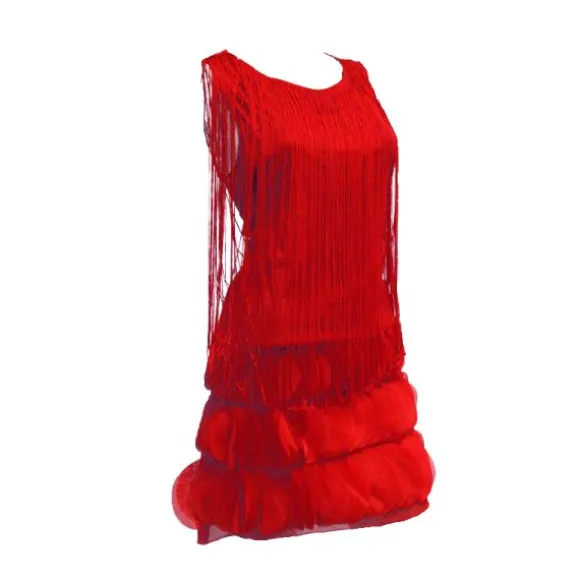Robe charleston à franges rouges