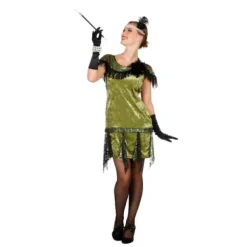 Robe Charleston - Velours Vert - Taille au choix
