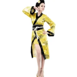 Robe Chinoise Jaune Femme - Taille Unique