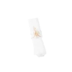 10 Ronds de serviette - Collection Pampas, Fleurs de Coton et Or