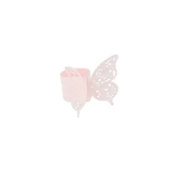 20 Ronds de Serviettes en papier - Papillon - Rose Poudre