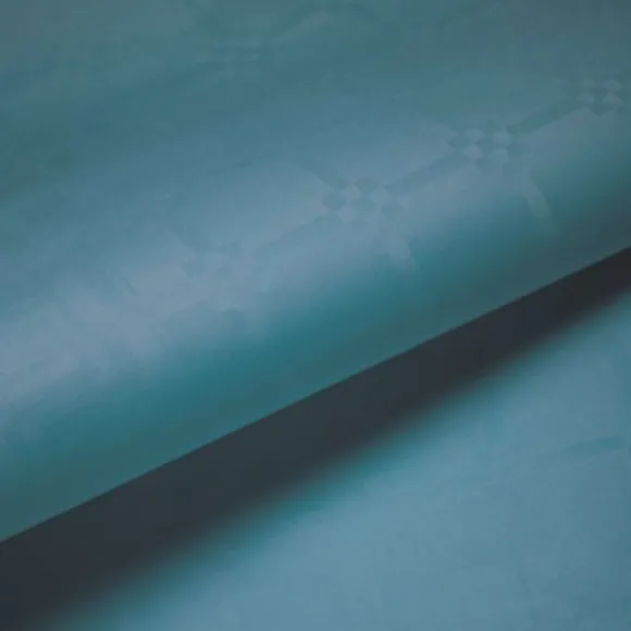 Rouleau de Nappe Damassé Bleu Canard - 25 m
