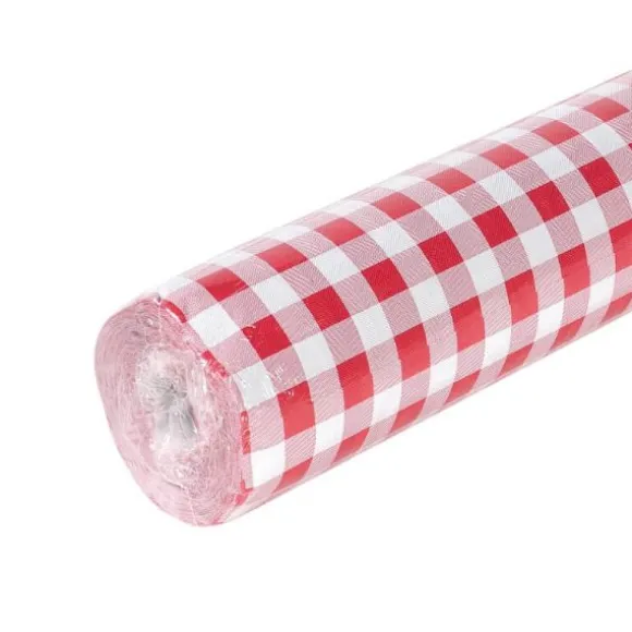 Rouleau de Nappe Damassé - Vichy Rouge - 50 Mètres