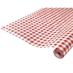 Rouleau de Nappe Damassé - Vichy Rouge - 10 Mètres