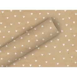 Rouleau de papier cadeau kraft - 2 x 0,7 m - Cœurs