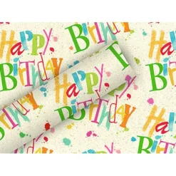 Rouleau de papier cadeau - 1,5 x 0,7 m - By Nature "Happy Birthday"