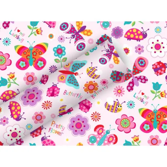 Rouleau de papier cadeau - 2 x 0,7 m - Flying Friends Rose