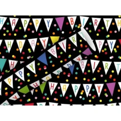 Rouleau de papier cadeau - 2 x 0,7 m - Happy Birthday Fanions