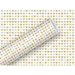 Rouleau de papier cadeau - 1,5 x 0,7 m - Petits Cœurs en Or
