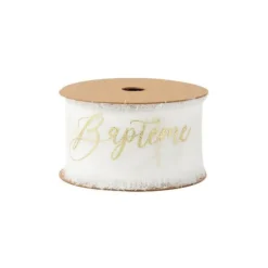 Ruban Effiloché en Mousseline de Soie - Baptême