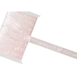 Ruban en satin Rose - C'est Une Fille !!! - 5 m