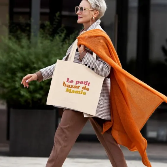 Sac cabas en gaze de coton "Le petit bazar de Mamie" - Collection Mamie d'Amour