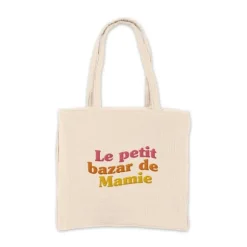 Sac cabas en gaze de coton "Le petit bazar de Mamie" - Collection Mamie d'Amour