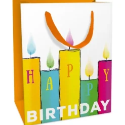 Sac cadeau en papier - Bougies colorées - Taille S