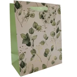 Sac cadeau en papier - Eucalyptus - Taille S