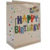 Sac cadeau en papier - Happy Birthday Multicolore - Taille S