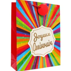 Sac cadeau en papier - Joyeux Anniversaire Pop - Taille L
