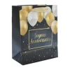 Sac cadeau en papier - Joyeux Anniversaire Noir & Or - Taille S