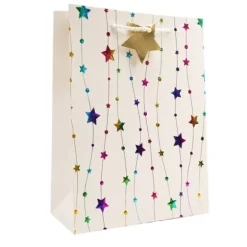 Sac cadeau en papier - Étoiles Multicolores - Taille M